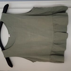 Sage Green Ruffled Hem Tank Top